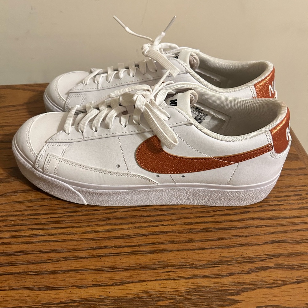 Nike Blazer Low Platform White and Bronze Women's Sneakers - Picture 2 of 5